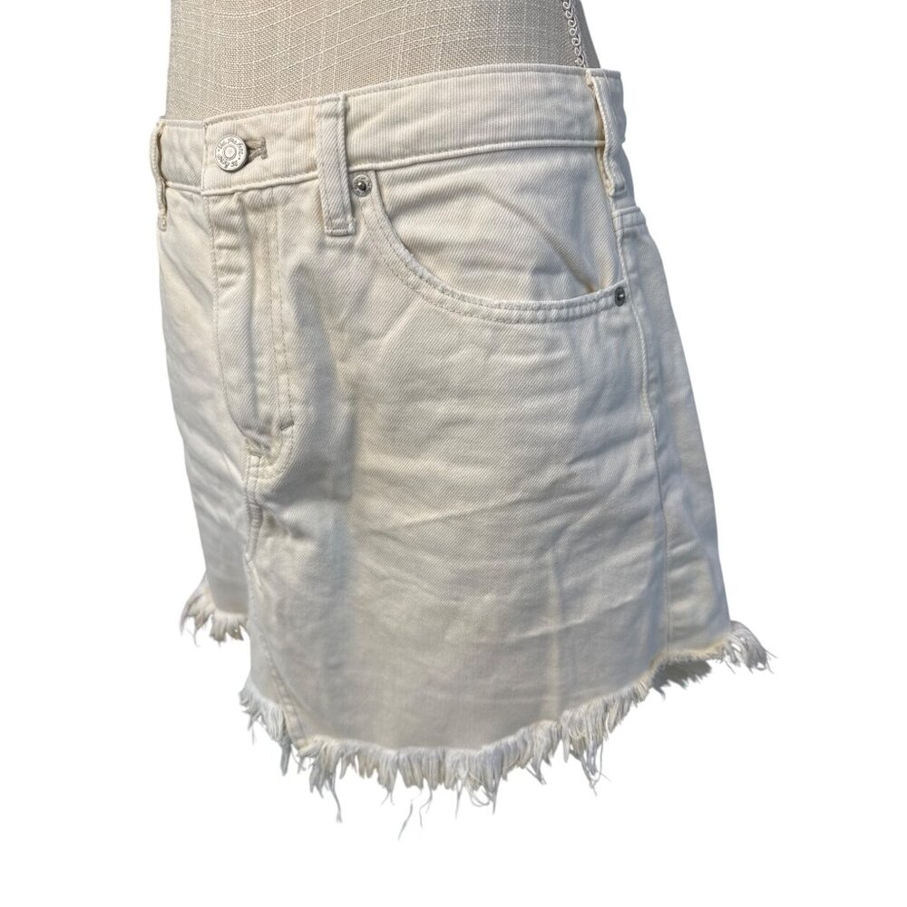 Free People We The Free White Denim Frayed Hem Mini Skirt Size 28 - Picture 2 of 8